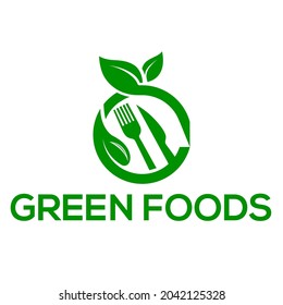 Green foods vector logo or icon, white background green foods logo