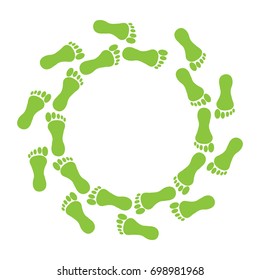 Green foot in ring on white background. 