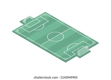 Icono isométrico del campo de fútbol verde sobre fondo blanco Ilustración vectorial 3d