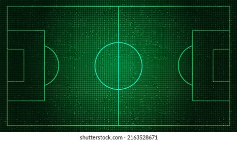 Green Football field on Digital Technology Background,vector.