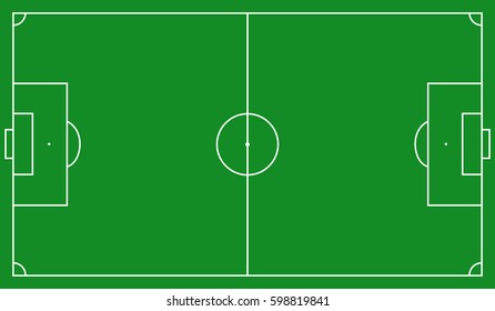 Green Football field scheme. Standard soccer markup, Vector illustration