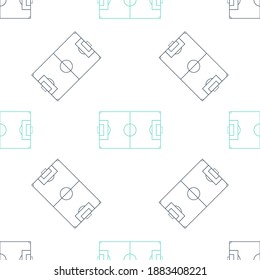 Green Football field or soccer field icon isolated seamless pattern on white background. Vector.
