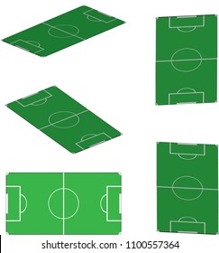 green football fields in different angles