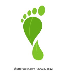 Green footprint icon isolated on white background. CO2 neutral eco stamp, carbon neutral. Vector