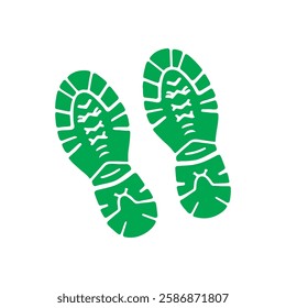 Green footprint shoes silhouette vector flat illustration design on white background.