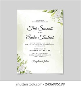 Green Foral Pattern Invitation. Illustrator and designer. Wedding Invites, save the date, Birthday Invites, Video Invites, E-Cards.