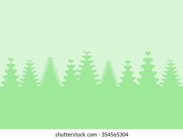 Green forest background and copy space for insert texts, vector illustration