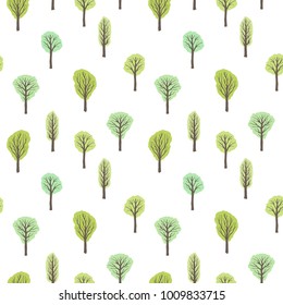 Green forest background - seamless trees vector illustration.