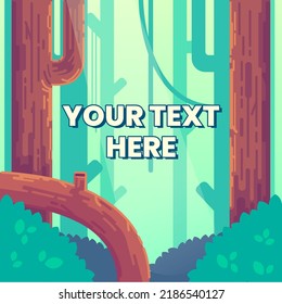 Green forest background vector illustration with editable text mockup