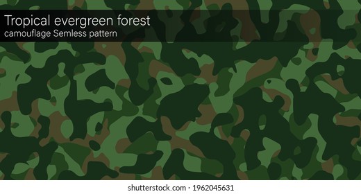 Green forest camouflage seamless pattern, banner area space for text. Designed texture and modern colorful wallpaper.