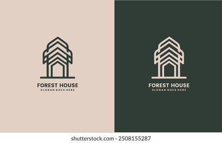 Green Forest House Logo Vector Illustration EPS10 editable file.