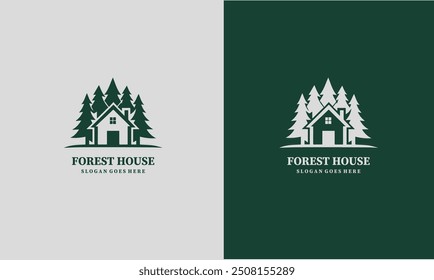 Green Forest House Logo Vector Illustration EPS10 editable file.