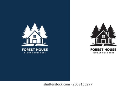 Green Forest House Logo Vector Illustration EPS10 editable file.