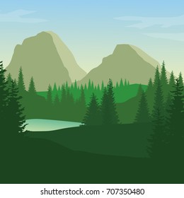 Green Forest Lake Stock Vector (Royalty Free) 707350480 | Shutterstock