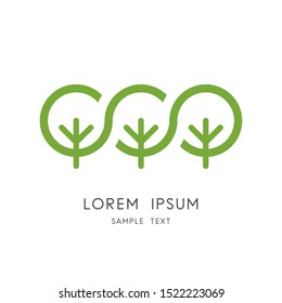 Green forest logo - group of trees and ecosystem symbol. Nature and ecology, garden and park vector icon.