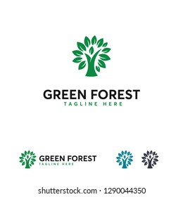 Green Forest logo symbol, Healthy People logo template