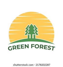 green forest logo template on isolated background