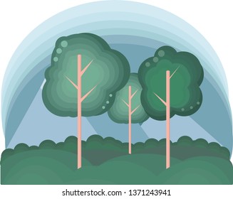 green forest and mountains