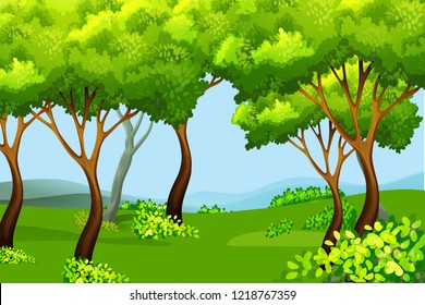Green forest nature landscape illustration
