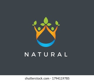 Green Forest, People and Tree Logo Template.