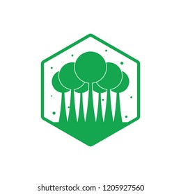 green forest protection hexagonal geometric logo vector