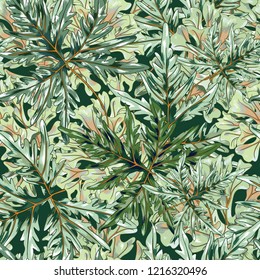 Green Forest Seamless Vector Botanical Pattern