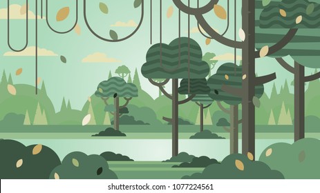 Green Forest Silhouette Nature Landscape Abstract Stock Vector (royalty 