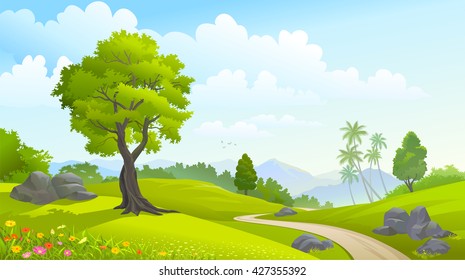 Green forest in spring time