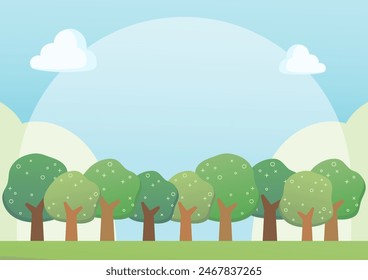 green forest in summer background, vector illustration