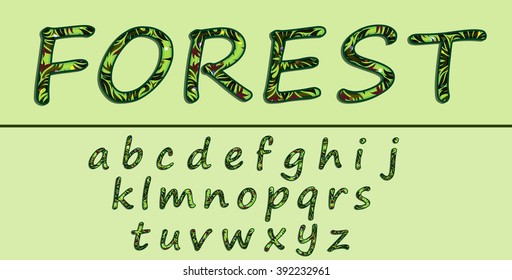Green forest textured font created in vector/ EPS 10.
High quality and easy to edit, for your Graphic needs.