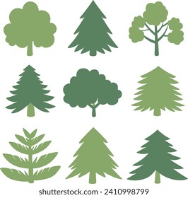 Vector de conjunto de silueta de árbol de la Selva Verde