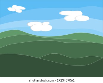 Green forest under the blue sky have clouds.