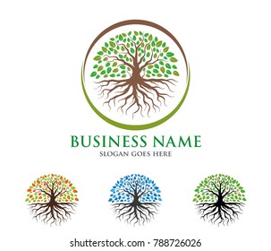 green forestry strong root tree logo 