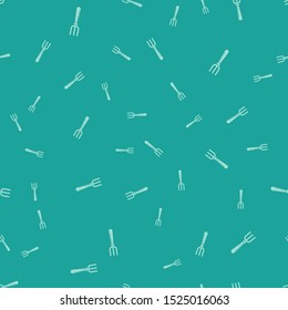 Green Fork icon isolated seamless pattern on green background. Cutlery symbol.  Vector Illustration