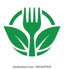 Green Fork Symbol Representing Sustainable Eating and Eco-Friendly Lifestyle