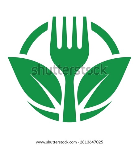 Green Fork Symbol Representing Sustainable Eating and Eco-Friendly Lifestyle