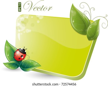 Green form with leaves and ladybug, eps-10