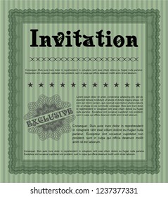 Green Formal invitation. Artistry design. With great quality guilloche pattern. Customizable, Easy to edit and change colors. 