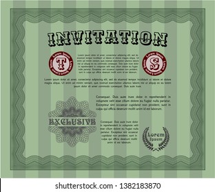 Green Formal invitation. Artistry design. Customizable, Easy to edit and change colors. With complex linear background. 