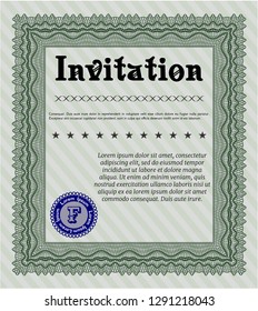 Green Formal invitation. With background. Perfect design. Customizable, Easy to edit and change colors. 