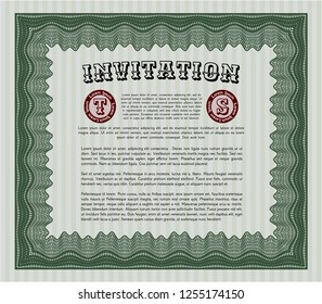 Green Formal invitation. Beauty design. Vector illustration. Easy to print. 
