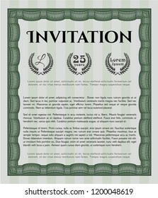 Green Formal invitation. With complex background. Cordial design. Vector illustration. 