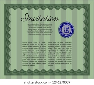 Green Formal invitation. Complex background. Customizable, Easy to edit and change colors. Elegant design. 