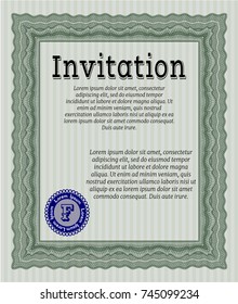 Green Formal invitation. With complex background. Vector illustration. Excellent design. 