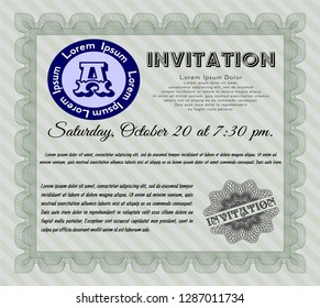 Green Formal invitation. With complex linear background. Detailed. Elegant design. 