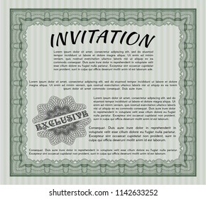 Green Formal invitation. Customizable, Easy to edit and change colors. With great quality guilloche pattern. Modern design. 