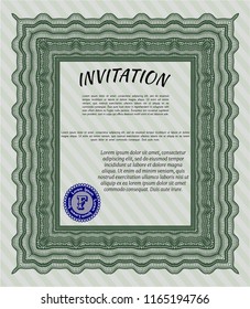 Green Formal invitation. Customizable, Easy to edit and change colors. Complex background. Elegant design. 