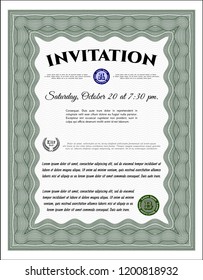 Green Formal invitation. Customizable, Easy to edit and change colors. With background. Artistry design. 