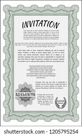 Green Formal invitation. Customizable, Easy to edit and change colors. With complex background. Superior design. 