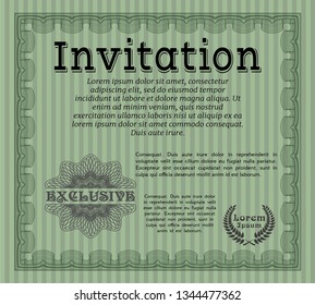 Green Formal invitation. Customizable, Easy to edit and change colors. Complex background. Sophisticated design. 